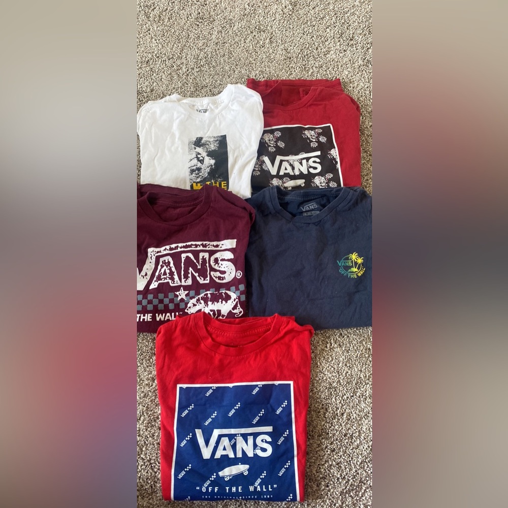 5 vans t shirts boys size medium